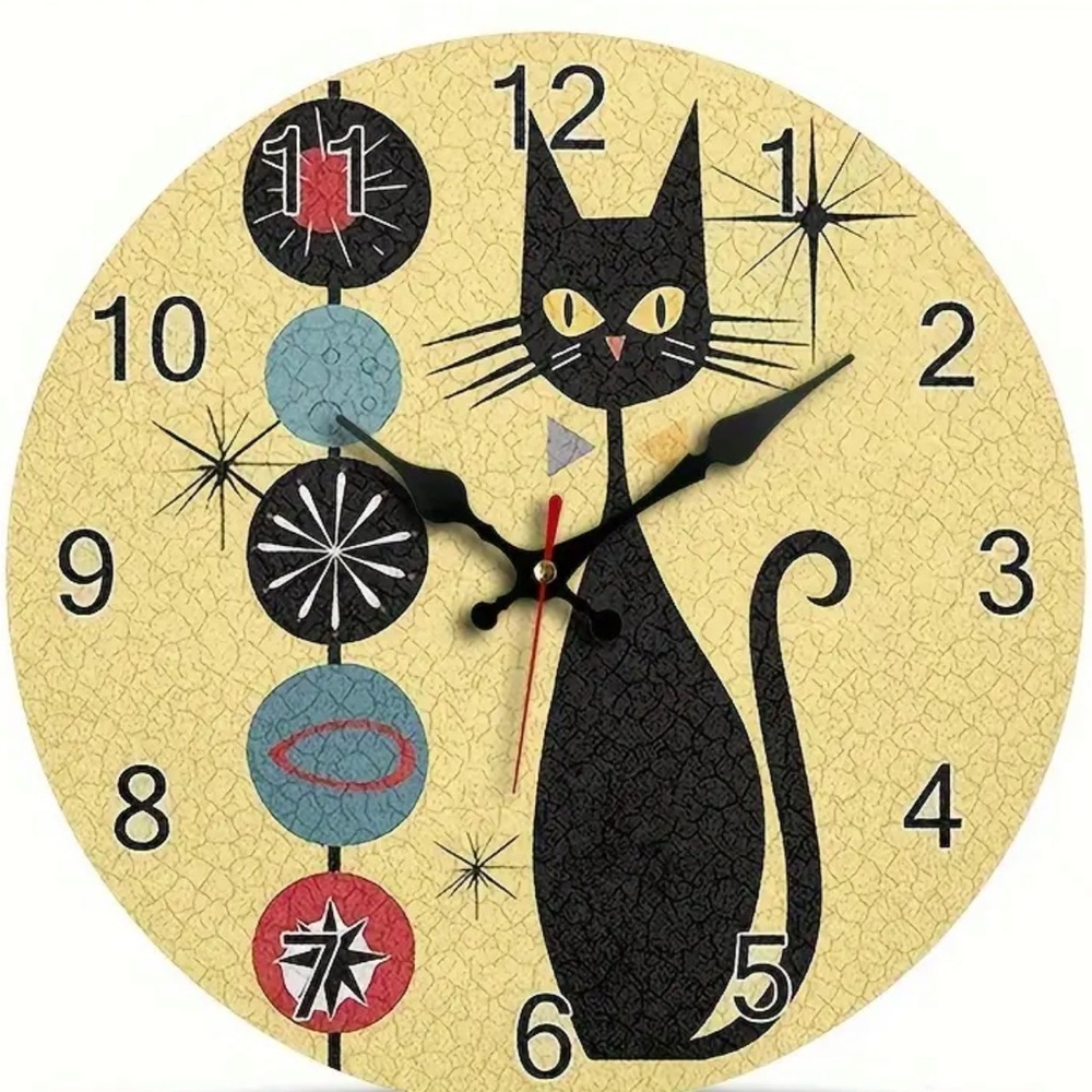 Atomic Retro Cat Feline Kitty Wall Clock